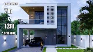 House Design  Modern House 2 Storey  7m x 12m with 5Bedrooms [upl. by Gokey]