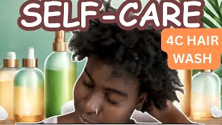 SELF CARE 4C HAIR WASH naturalhair selfcare washday 4chair blackgirlmagic 👑🤎 [upl. by Onifur]