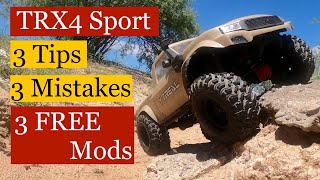 Traxxas TRX4 Sport  3 FREE Mods  3 Mistakes  3 Tips for Newbies [upl. by Rossing233]