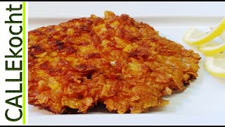 Das ultimative Corn Flakes Knusper Schnitzel zubereiten und selber machen  Rezept und Video [upl. by Aelgna]