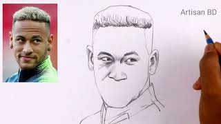 How To Draw Neymar Jr Easy Pencil Sketch Portrait Tutorial neymar [upl. by Onofredo]