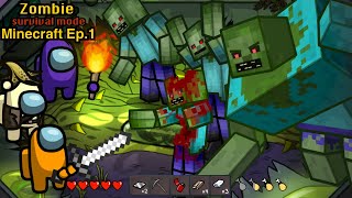 Minecraft Mutant Boss vs Among Us 🛠 Survival Mode Zombie  Animation [upl. by Eelsel674]