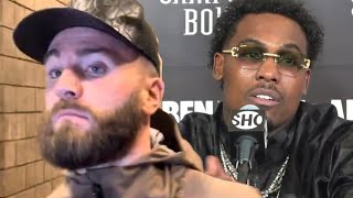 Caleb Plant RESPONDS to Jermall Charlo amp tells him WHY HE PULLED UP to watch him BEAT Benavidez Jr [upl. by Arvo]