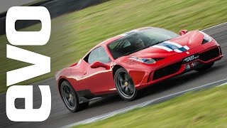 Ferrari 458 Speciale on track at Anglesey  evo REVIEW [upl. by Ahtnahc]