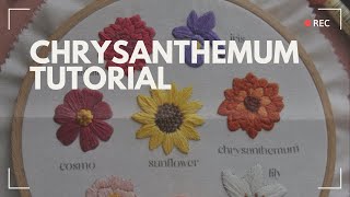 How to stitch a colorful realisticlooking Chrysanthemum flower with embroidery [upl. by Tia]