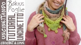 Tutorial Uncinetto  Sciarpa  Baktus Foglie 🍁 sottotitoli in inglese e spagnolo [upl. by Opaline]