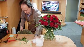 Tutorial bouquet rose rosse compatto per anniversario bouquet rose [upl. by Xavler]