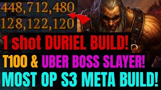 ONE SHOT Duriel Season 3 Fastest BOSS SLAYER Barbarian Build [upl. by Ahseyd]