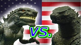 Godzilla 1998 VS Godzilla 2014Stop motion toy battle [upl. by Enirual]