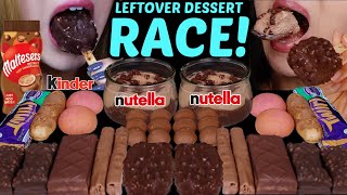 ASMR LEFTOVER DESSERT RACE MINI DOVE ICE CREAM BARS CHOCOLATE CHIP MOUSSE CAKE NUTELLA KINDER 먹방 [upl. by Elockin260]