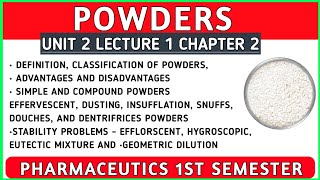 Powders complete  Chapter 2 Unit 2  Pharmaceutics 1 bpharmacy 1 semester  Lets care pharmacy [upl. by Artamas925]