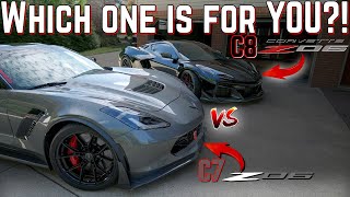 C8 Corvette Z06 VERSUS C7 Corvette Z06 Side by side COMPARISON [upl. by Quitt828]