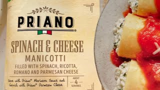 Spinach and Cheese Manicotti  ALDI PRIANO  ALDI Food Haul [upl. by Galanti]