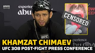 Khamzat Chimaev Reacts to Breaking Robert Whittaker’s Jaw at UFC 308  MMA Fighting [upl. by Geralda178]