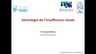 Semiologie Renale  Semiologie de lInsuffisance Renale IR FMPC [upl. by Euqinehs88]