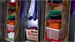 DIY Wardrobe Organizer from Old Clothes  Wardrobe organization idea [upl. by Elonore402]