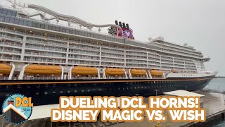 Disney Cruise Line Horn Battle Between Disney Wish and Disney Magic [upl. by Towers]