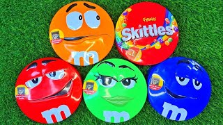 Satisfying Video  Unpacking 5 MampMS and Skittles with Candy ASMR [upl. by Hopkins]