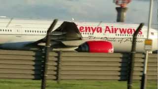 Kenya Airways Takeoff At London Heathrow Jun 2012 [upl. by Marpet]