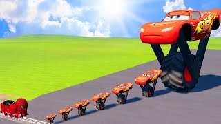 TRANSPORTING PIXAR CARS amp FRUITS WITH COLORED amp JOHN DEERE vs CLAAS vs TRACTORS  BeamNGdrive 962 [upl. by Ormond]