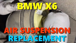 BMW X6 AIR BELLOWSUSPENSION REPLACEMENT PROCEDURE [upl. by Nonnad651]