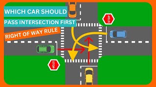 Which Car Should Pass The Intersection First  Right of Way Rules  New Drivers Tips on Stop Signs [upl. by Sevy]