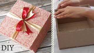 DIY How to make gift Box using cardboard  gift box tutorial [upl. by Ahsenat71]