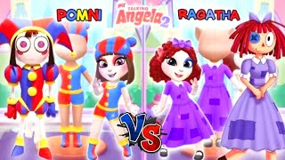 My Talking Angela 2  Amazing digital circus Pomni vS RAGATHA  New Update  cosplay [upl. by Ahsenauq]