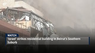 Israel strikes residential building in Beiruts Southern Suburb [upl. by Ahsiruam]