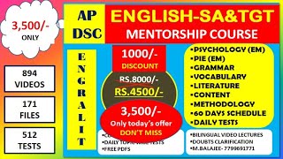 AP SA ENGLISH STUDY PLAN  SA ENGLISH ONLINE COURSE  BEST COACHING  SA TGT PGT  BALAJEE SIR [upl. by Namor]