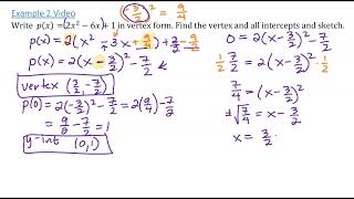 M098 Write in vertex form then graph [upl. by Leunamme]