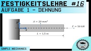 Festigkeitslehre 16 Dehnung  Beispielaufgabe Nr1 [upl. by Lacee]