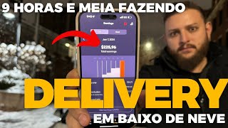 MEU TRABALHO COMO DELIVERY NOS EUA  MAIS DE 9 HORAS EM BAIXO DE NEVE [upl. by Naloc]