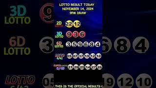 Lotto Result November 14 2024 9pm Draw shorts [upl. by Eusadnilem]