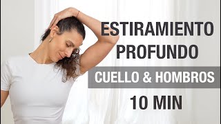 Estiramientos para ELIMINAR DOLOR y TENSIÓN en hombros y cuello 10 min Yoga restaurativo sentado [upl. by Hanshaw345]