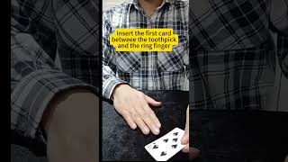 Magnet HandToothpick and playing cards magic trick easytrick playingcard toothpick [upl. by Fayre]