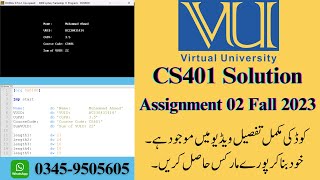 CS401 Assignment 2 Fall 2023  CS401 Assignment 2 Solution  CS401 assignment 2 100 correct solutio [upl. by Sib]