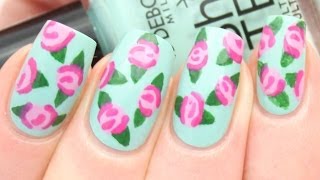 Vintage Rose Nail Art  A cura di Demelzs World [upl. by Leicester]