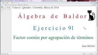 Descomposición factorial Factor común por agrupación de términos Baldor 9125 [upl. by Laughlin]