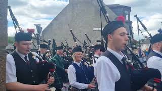 Dufftown Highland Games 27th July 2024 Pipe bands leaving the field [upl. by Annoerb293]