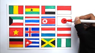 Drawing the Flags of the Countries in the World with a Simple way [upl. by Eniluqcaj]