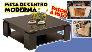 MESA DE CENTRO MODERNA DE MADERA CON VIDRIO WAOO I MODERN CENTER TABLE [upl. by Naus487]