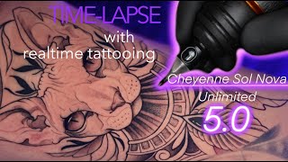 Egypt Cat timelapse with realtime Lining and shading tattoo tattooartist [upl. by Sidra183]