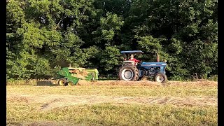 6610 Ford Tractor Baling Hay With a 328 John Deere Square Baler [upl. by Lauraine]