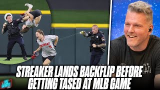 Streaker Lands Sick Backflip Before Getting Tased In Outfield During Reds Game  Pat McAfee Reacts [upl. by Braasch]