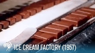 Ice Cream Factory How Choc Ice is Made 1957  British Pathé [upl. by Ube]