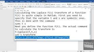 Using Laplace Transform in MATLAB [upl. by Drislane488]