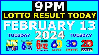 9pm Lotto Result Today February 13 2024 Tuesday 658 649 642 Swertres Ez2 6D [upl. by Asiral]