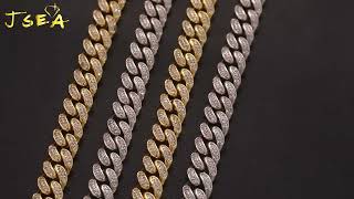 12mm Moissanite Hiphop Miami Cuban Necklace Gold Color Chain Solid Ice [upl. by Lebbie]