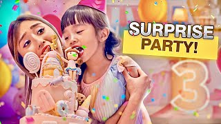 Starleys EPIC 3 Year Old Birthday Surprise Her first party [upl. by Llecram]